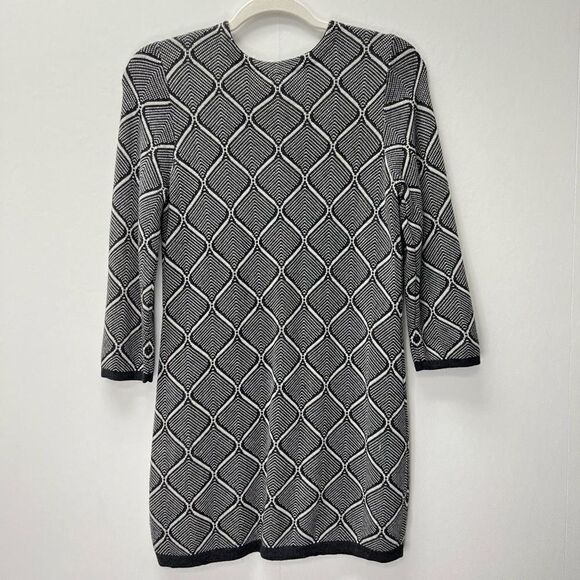 J.McLaughlin Grey Patterned Front Zip Knit Sweater Tunic Dress Size M - Picture 6 of 9